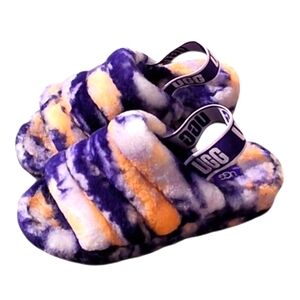 UGG Fluff Yeah Marble Violet Night Slingback Strap Slippers Women Size 7